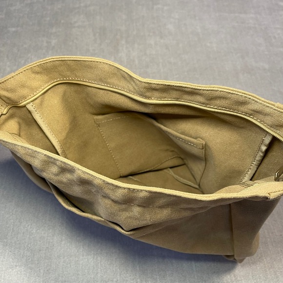 Khaki Canvas Crossbody Messenger Bag Strap Pockets Everyday Casual Hobo Shoulder - Picture 2 of 6